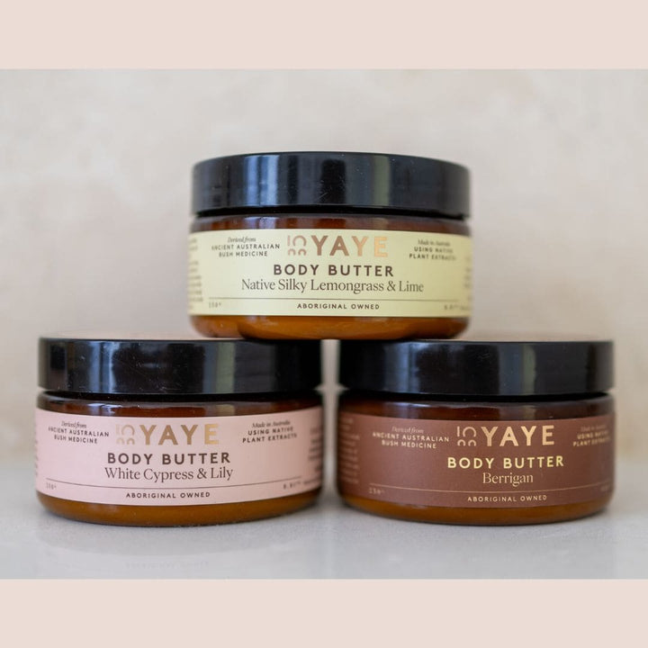 Body Butter Mini Trio Bundle with FREE Cosmetics Case – Australian - Made Skincare Gift Set - Body Butter - Yaye