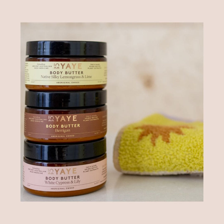 Body Butter Mini Trio Bundle with FREE Cosmetics Case – Australian - Made Skincare Gift Set - Body Butter - Yaye