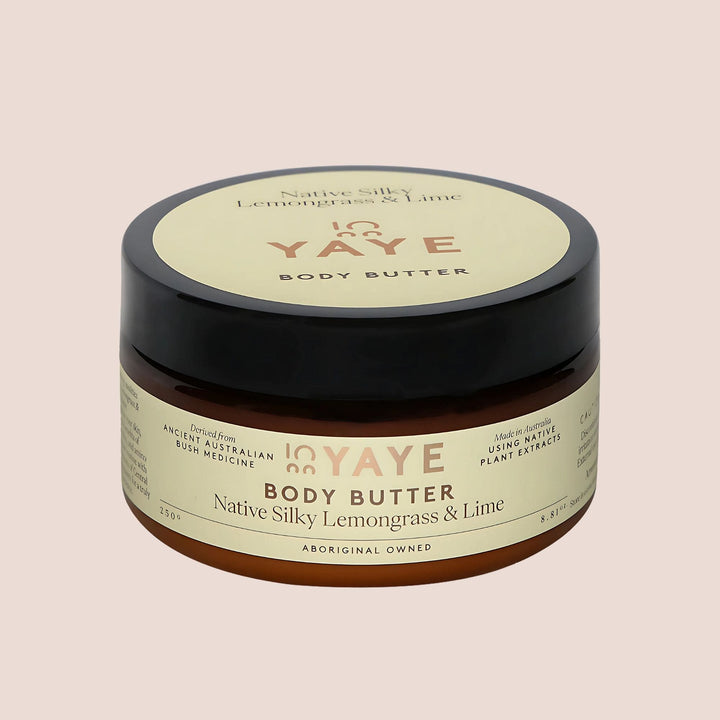 Yaye Native Silky Lemongrass & Lime Body Butter – front view of hydrating, Aboriginal-owned skincare jar