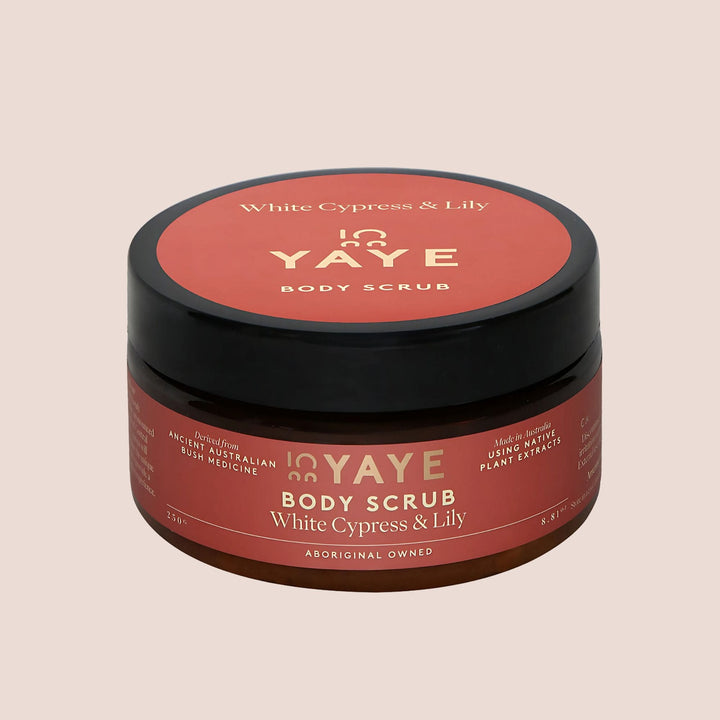Yaye White Cypress and Lily Body Scrub front view – Aboriginal-owned exfoliator