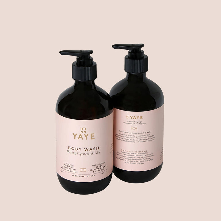 Yaye White Cypress and Lily Body Wash with native Australian botanicals duo